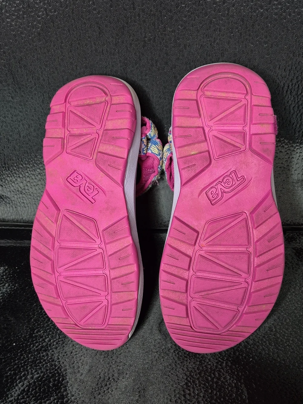 Teva Girl's 1 Pink Strappy Sandals with Multicolor Woven Detail